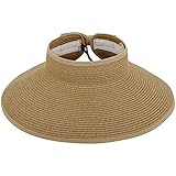 Beach Hats Foldable Wide Brim Sun Hat Visors Roll up Straw Summer Hats for Women (Khaki)