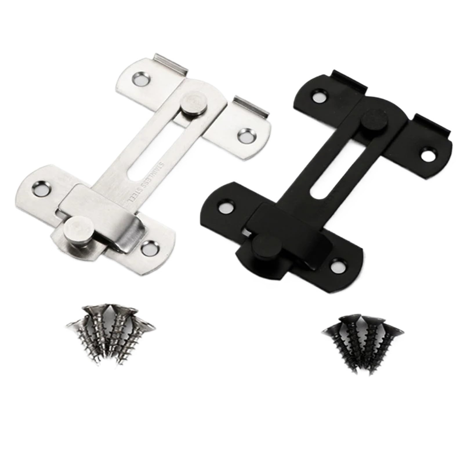 Gate Latch 6sets Door Lock Guard Latch 180 Degree Stainless Steel Toggle Latches Sliding Barn Lock Hardware Gate Locking for Window Closet(Black)
