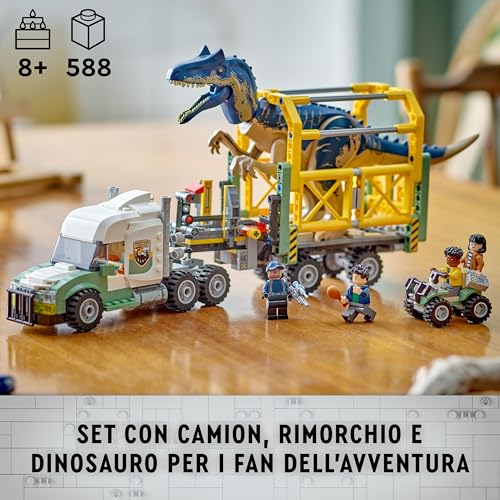 Jurassic World Missione Dinosauro: Camion di Trasporto dell’Allosauro, Giocattolo d'Avventura con Veicolo e Minifigure, Giochi per Bambini e Bambine da 8 Anni, Regalo di Compleanno 76966 - Lego - Immagine 1
