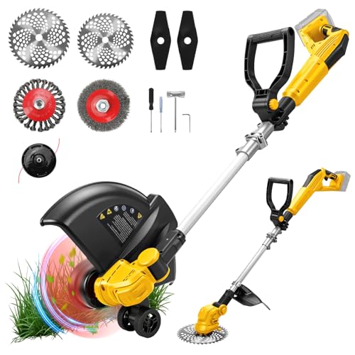Cordless Trimmer Compatible with Dewalt 18V 20V Battery 4 in 1 Grass Trimmer and Weed Wacker Brushless Motor with 12000 RPM Cutting 6 Inch (Battery not Include)