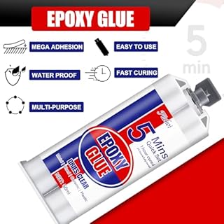 5 Minute Epoxy Glue, 3.4oz Fast Curing Epoxy Resin Kit, Clear 2 Part Epoxy Adhesive for Metal, Plastic, Wood, Ceramic, Glass, Fiberglass and More - Waterproof, Universal, Strong Bond Repair Glue