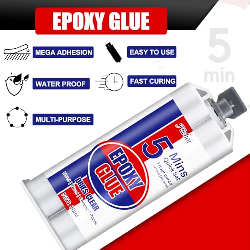 2K Epoxidkleber Extra Stark 100 ml - 5 Minuten Schnellhärtender Kraftkleber für Metall, Kunststoff, Holz, Glas, Stein, Keramik | Wasserdicht & Hitzebeständig | Transparenter Epoxidharz Reparaturset