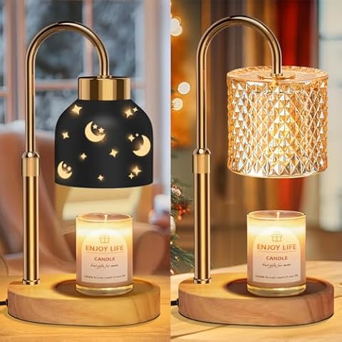 seenlast Candle Warmer Lamp with 2 Bulbs, Candle Warmer with Dimmer Adjustable Height, Electric Wax Warmer Vintage Home Decor,2/4/8H Timer,Wax Melt Warmer for Scented Jar Candles Cover