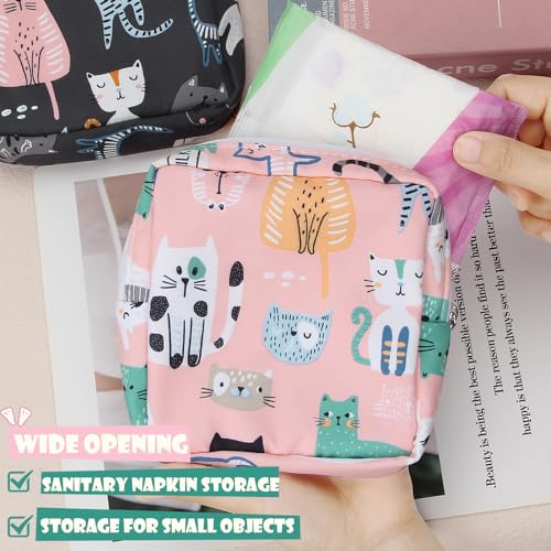 Image of Sanitary Pad Storage Bag Portable Period Bag for Teen Pads /Sanitary Napkins /Small Tampons, Sanitary Napkin Storage Bag First Period Gifts for Teen Girls (Bowknot Bear)