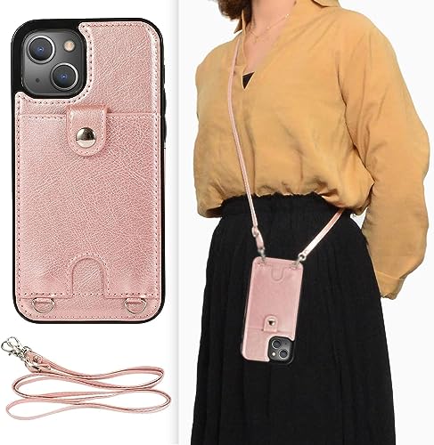 Capa transversal para iPhone 13, capa de telefone com cordão ajustável, capa de telefone de couro PU