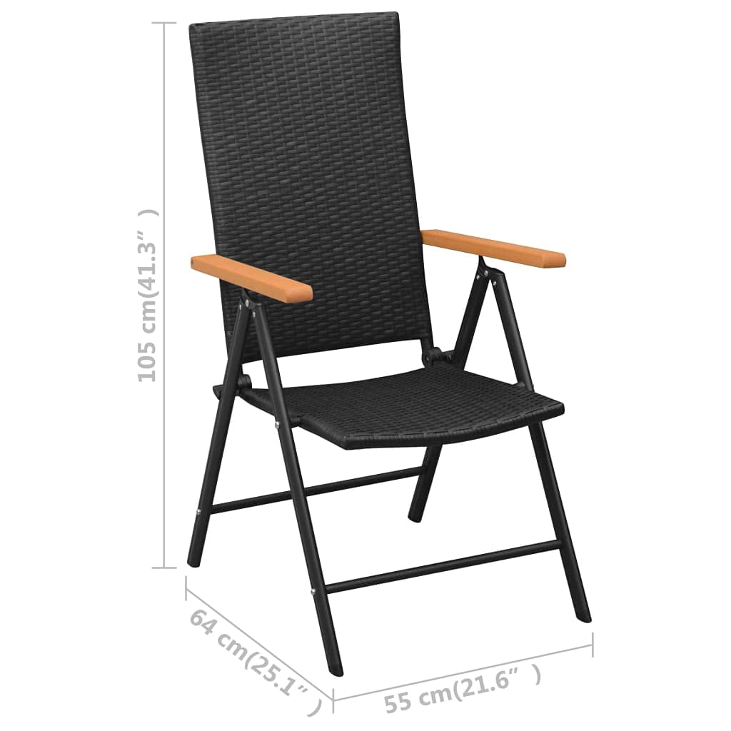 Juego de comedor industrial de 3 piezas, muebles de exterior negros y marrones con sillas reclinables ajustables y mesa superior de cristal, hechos de ratán de polietileno duradero y aluminio 9