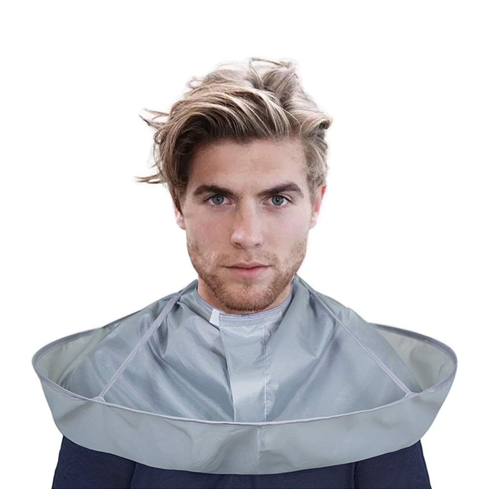 Hair Cutting Cloak Professional Hair Cutting Cape/Apron, Waterproof Umbrella Cloak Hair Catcher for Hair Stylist Salon Shop Barber Hairdressing - Grey Color-image-3