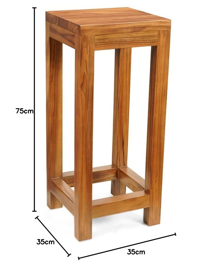 Image of Classic Solid Wood Saddle-Seat Kitchen Counter Table Set of one| Dark Teak Wood Polish | Bar Stool | Bar Chair | Haigh Stool only one Piece (Desgin-7)