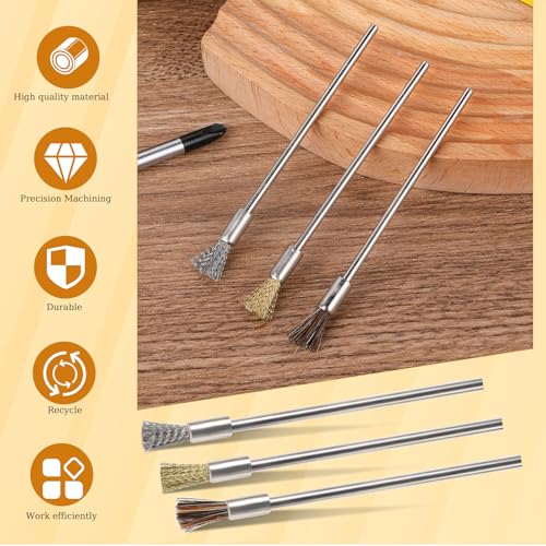 Image of 9Pcs Scratch Brushes Pen Set Pen Style Prep Sanding Stainless Steel Brass Bristles Brush Extended Scrub Removing Bit for Electrical Circuit Board Jewelry Watch Electronic Applications Auto Body Work