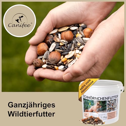 Canifee - Eichhörnchenfutter 2.2 kg artgerechtes Wildtierfutter als ganzjährige Futtermischung - Ganzjahresfutter mit der extra Portion Haselnüsse - auch für Streifenhörnchen
