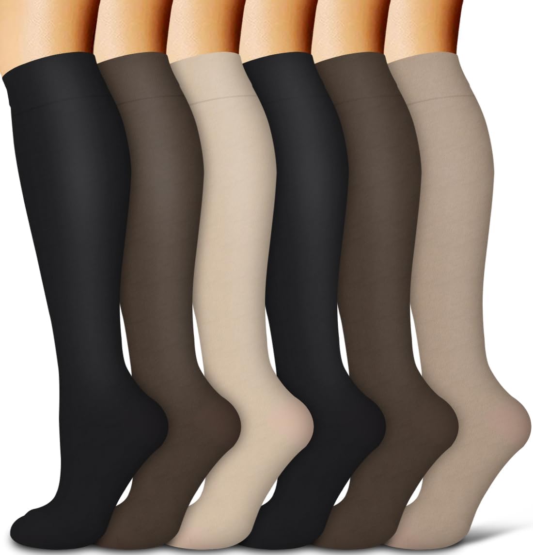 COOLOVER Copper Compression Socks for Women and Men(6 Pairs)-Best Support for Running, Athletic, Travel