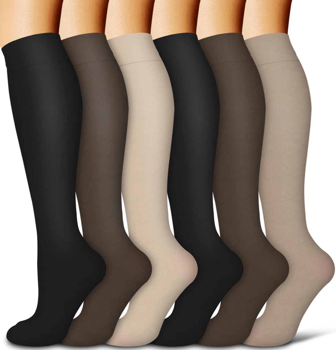 COOLOVER Copper Compression Socks for Women and Men(6 Pairs)-Best Support for Running, Athletic, Travel