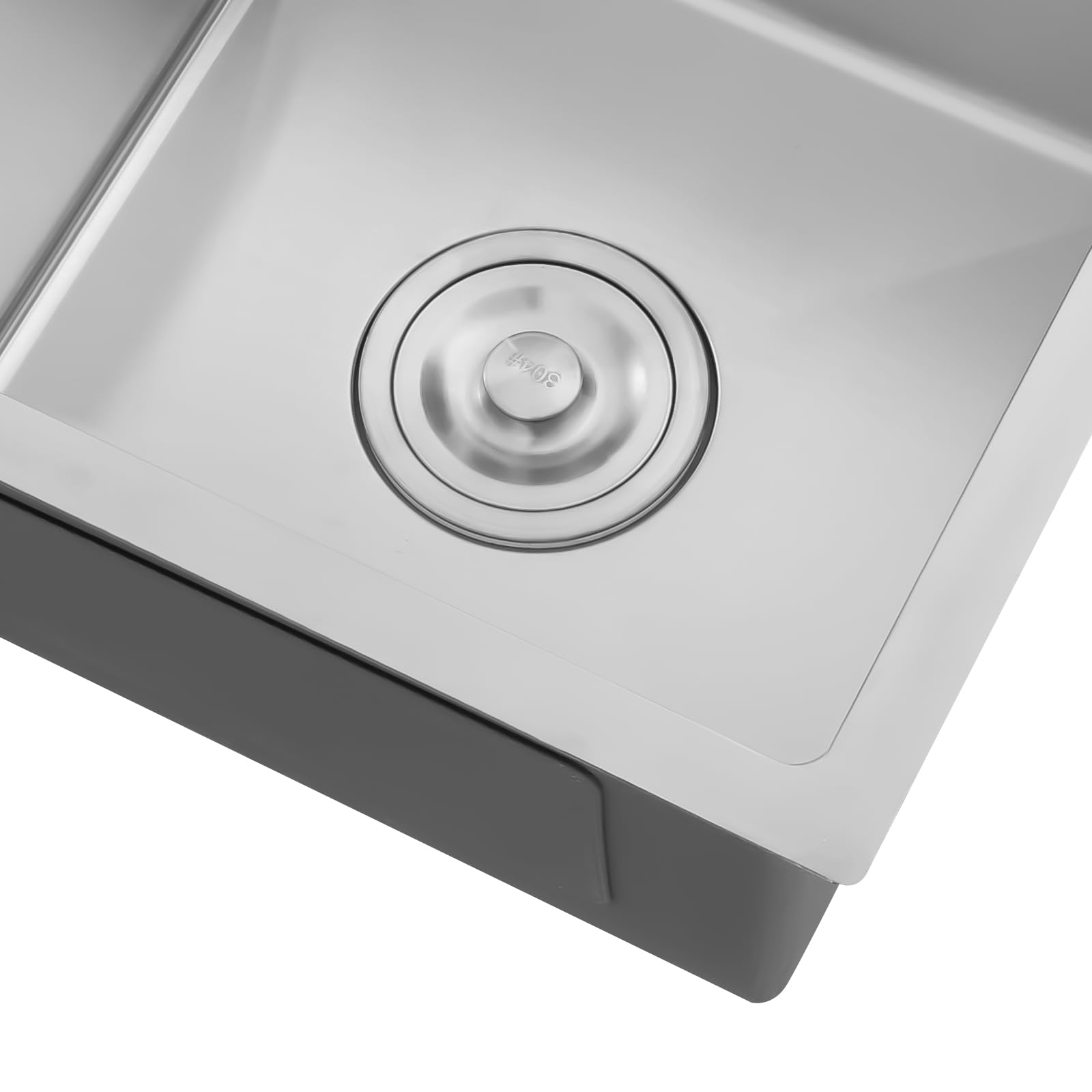 Lavello in acciaio inox, 78 x 43 cm, 2 vasche con sifone, lavello da incasso, lavello da cucina, in acciaio inox, per postazioni di lavoro