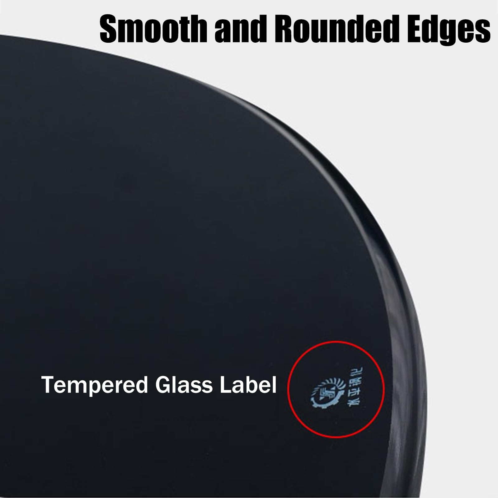 Plateau Verre Rond Plateau Tournant Salle A Manger 80 Cm (30 Pouces) Verre Trempée Lazy Susan Turton Susan pour Table À Manger, Plateau De Service Rotatif Rond - Noir (Size : Ø 60cm/24inch)
