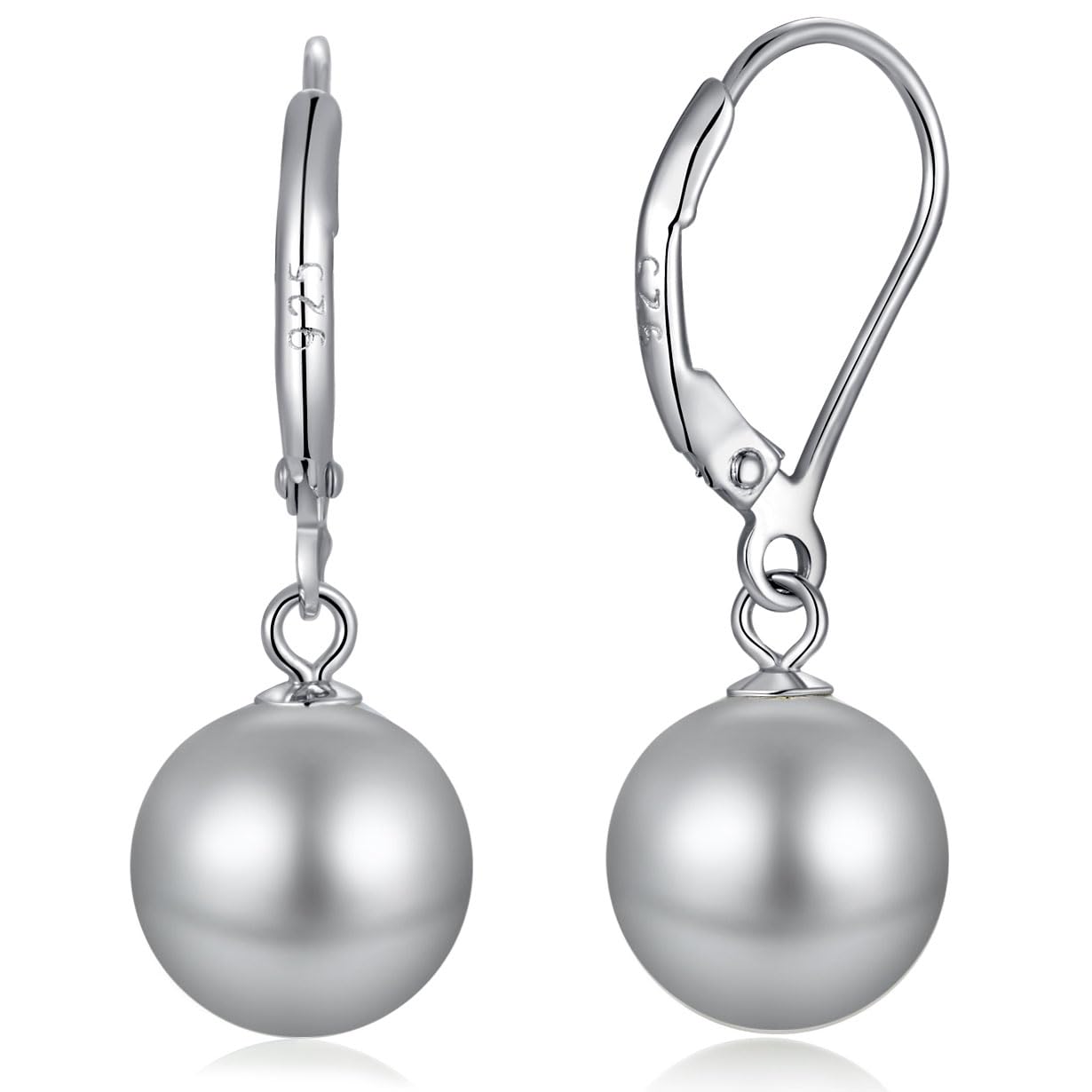 jiamiaoi Perlenohrringe Silber 925 Hängend Hebelrücken Perlen Ohrringe Hanger,18K Weißgold platted 925 Sterling Silber Ohrringe Perle 8mm-10mm Perlen Ohrhaenger