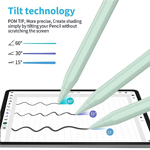 Image of Kingone Upgraded Stylus Pen, Ultra High Precision & Sensitivity, Palm Rejection, Prevents False ON /Off Touch, Power Display Tilt Sensitivity, Magnetic Adsorption For Tablet (Green)
