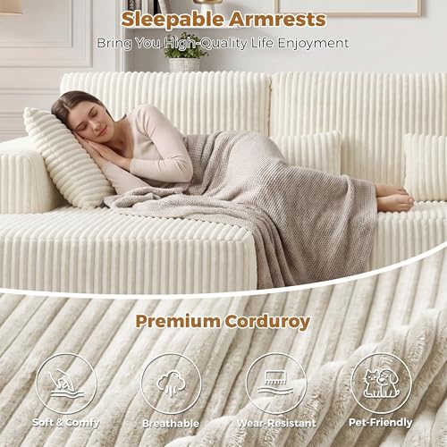 Image of 108 inch Boneless Couch for Living Room, L Shaped Modular Sectional Sofa