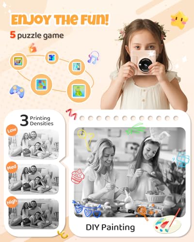 Image of TIATUA Kids Instant Print Camera, 1080P HD Video Digital Toy, Brown