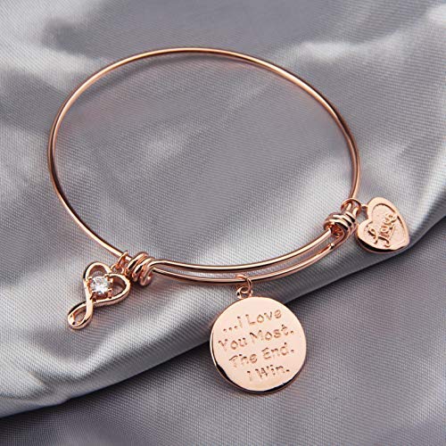 Qiier US_JWEY_B07JM878BX I Love You Most The End I Win Bracelet Expandable Wire Bangle With Infinity Love Heart Charm Valentines Day Girlfriend Best Friend Gift  thumb #1