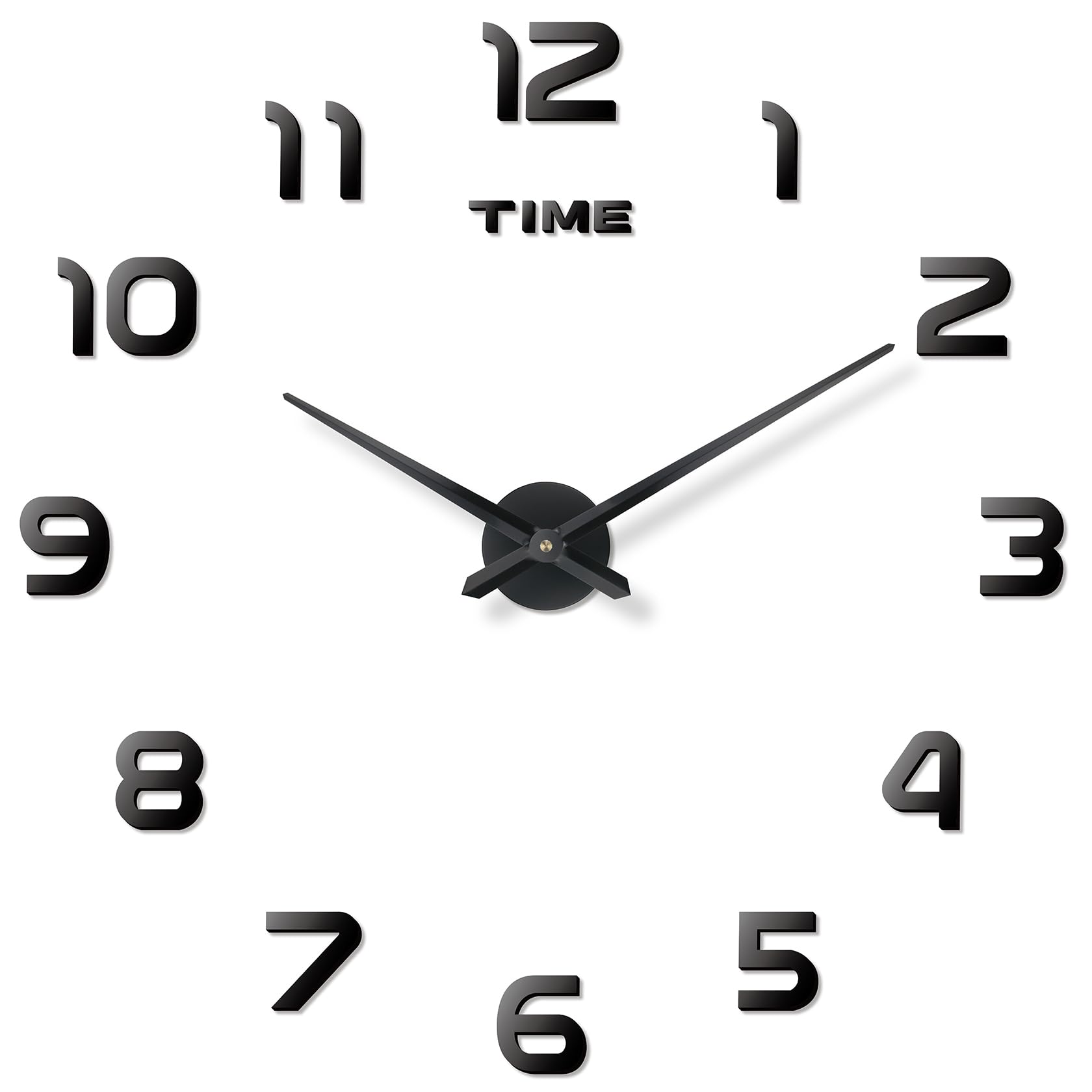 Grande horloge murale moderne 3D noire pour un salon contemporain et design