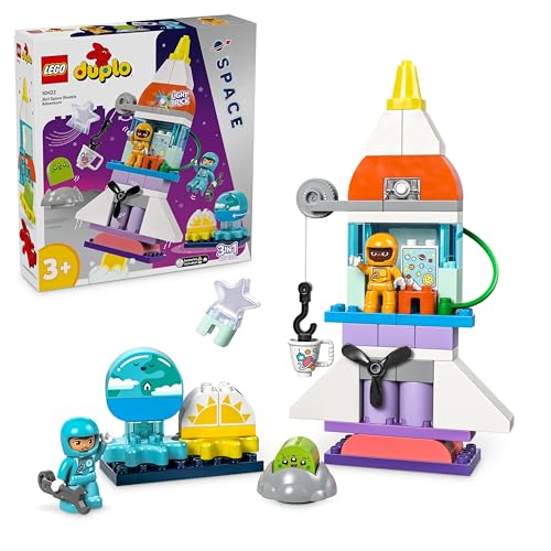 LEGO DUPLO 3-in-1-Spaceshuttle für viele Abenteuer, Weltraum-Set mit Raketen-Spielzeug für Kinder zum Bauen, Wissenschafts- und Motorik-Spielzeug zur frühen Entwicklung, Geschenk für 3-Jährige 10422