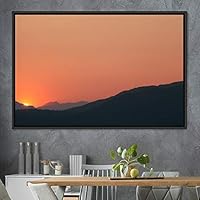 Framed Canvas Wall Art Orange Sunset Abstract Aerial Colorful Digital Art Landscape Minimalist Mountain Top Multicolor - 16x24 inches