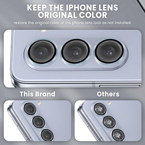 Image of FIRST MART Light Blue Camera Ring Guard Protector for Samsung Galaxy Z Fold 5 | Tempered Glass with Metal Alloy Rings, HD Clear, Scratch Resistant, Case-Friendly | Pack of 1