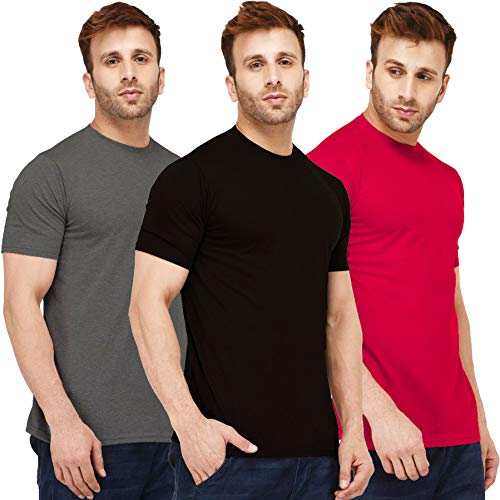 Image of Solid Men Half Sleeve Round Neck T-Shirt (Pack of 3)