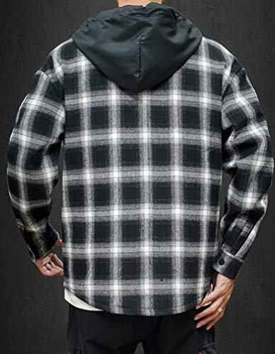 Image of Lavnis Men's Plaid Hooded Shirts Lightweight Shirt Jackets
