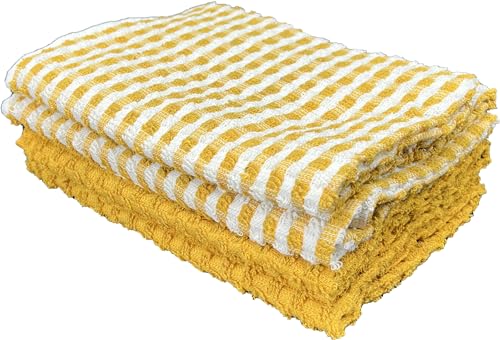 HOME ZEN HOUSEHOLD LINEN Juego de 4 secadores Art Pop Corn de rizo de algodón liso y cuadros de colores (amarillo)