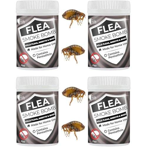 Flea Smoke Bomb (4 Pack) Fast-Acting Permethrin - Comprehensive Pest Control for Fleas, Moths, Bed Bugs, Ants & Spiders, Easy-to-Use, Fumigation for Home, Up to 30m² Coverage