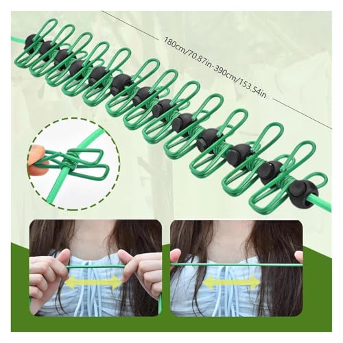 Fil de fer réglable pour corde à linge de camping rétractable verte - 2