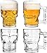 ALINK Totenkopf-Bierglasbecher mit Griff, 4 Stück schwere, klare Trinkgläser, Bierkrug für Wasser, Wein, Saft und Bar, Esszimmerdekoration, 500 ml