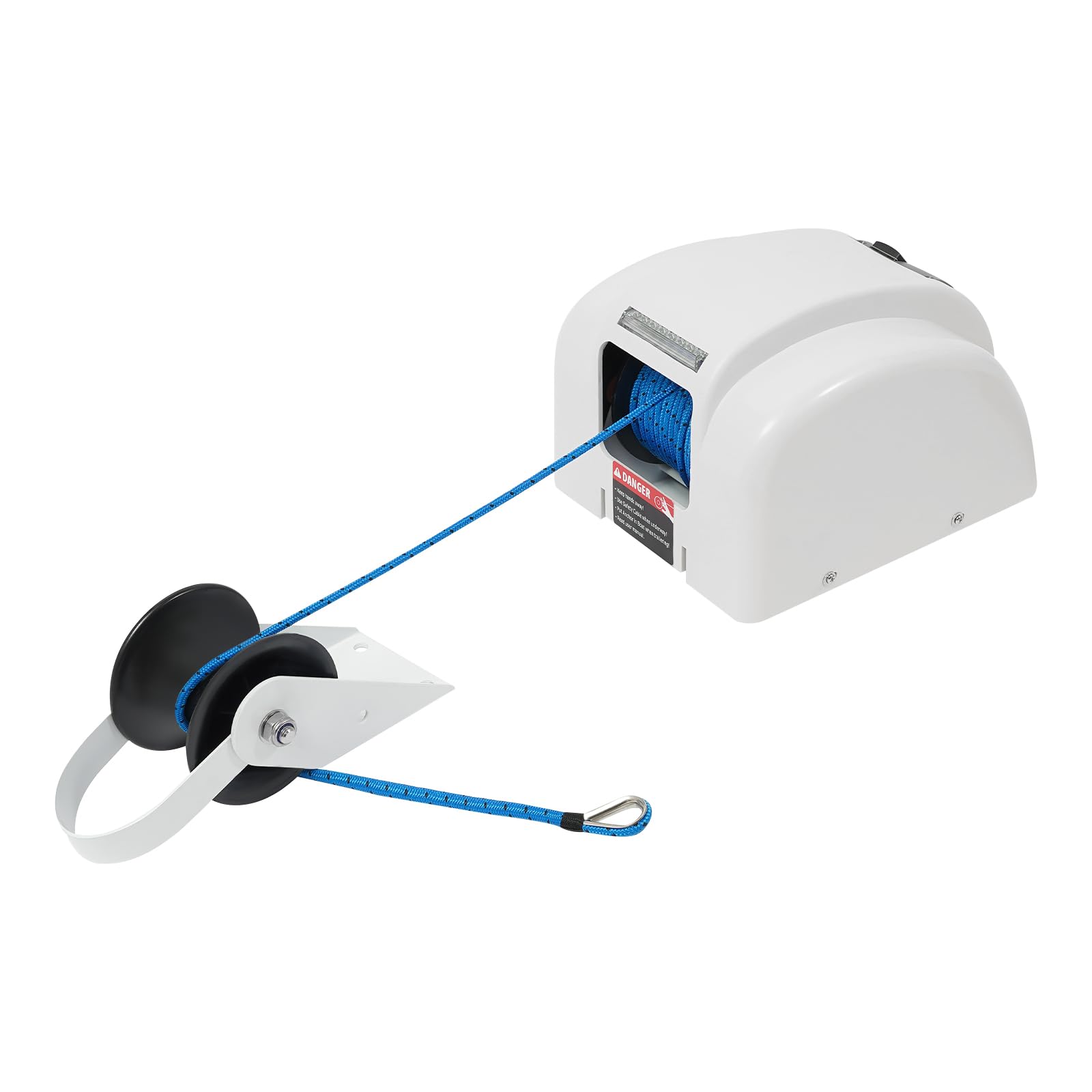 trggvvrt 45LBS Boat Electric Anchor Winch, 12V Marine Saltwater Anchor Windlass Kit with Remote Control, Max Strength of 700 lbs for Fishing Boats, Motorboats, Small Pleasure Boats (White)