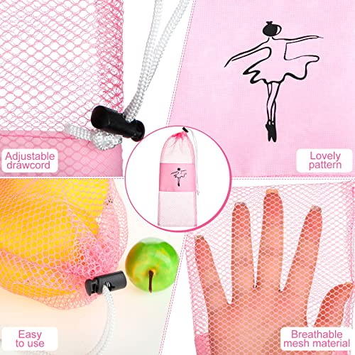 Shappy 4 Pcs Ballet Shoes Bag Pink Mesh Pointe Shoe Storage Ballet Dance Drawstring Pouch for Women Girls3