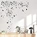 Runtoo Adesivi da parete a forma di vite con fiori neri e farfalle, decorazione da parete per soggiorno camera da letto