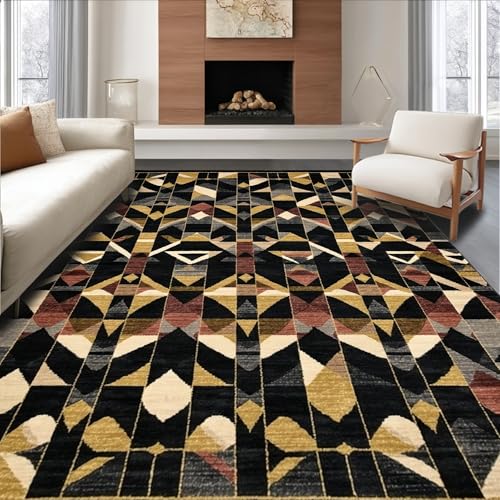 Flatwoven High Traffic Area Rug 2x3, Moody Harlequin Rug Featuring