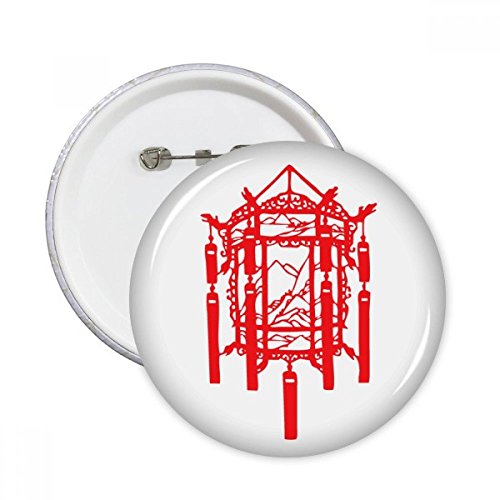 Badge lanterne rouge chinoise ronde en papier découpé pour décoration de vêtements taille S