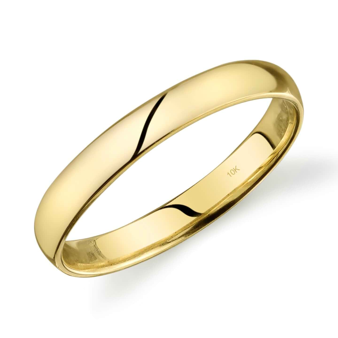 SKAHFIS 10k Light Comfort Fit Wedding Band