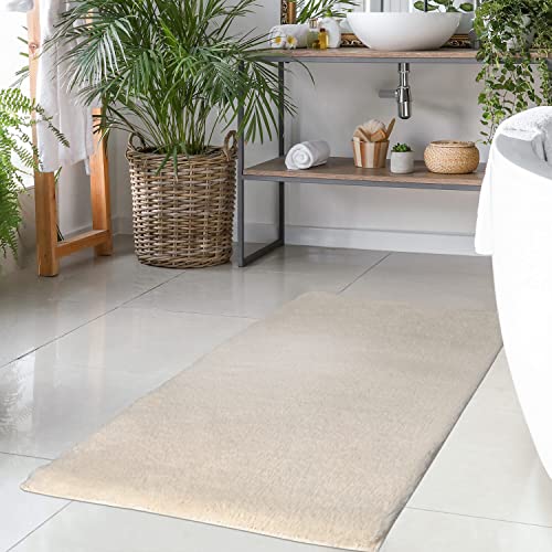 Badteppich Beige - 120x170 cm Einfarbig - Badematte rutschfest, waschbar, weich, saugfähig,...