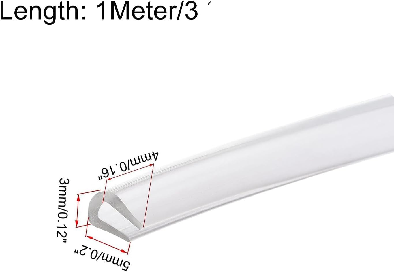 U-Shaped Transparent Rubber Sealing Strip 5mmx3mmx4mm Trim Seal U-Seal Channel Edge Protector Sheet Length 1M