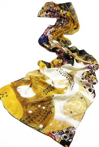 Prettystern P746 160cm 160cm bufanda de seda Gustav Klimt Art Nouveau Stoclet-Frie Water Snakes