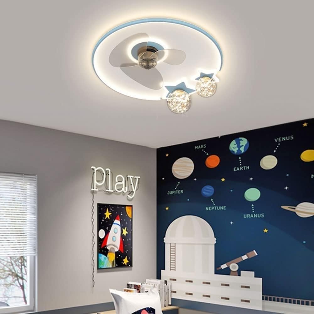 Modern 6 Speed Ceiling Fan Light Nordic Creative Gold Low Profile LED Ceiling Fans Lamp Kids Room Mute Ceiling Fan Lights Stepless Dimmable Flush Mount Ceiling Light Fan for Bedroom