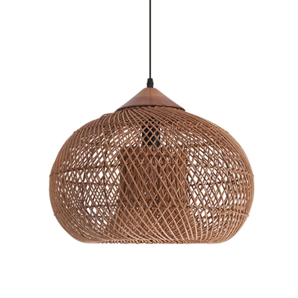 LYMSXAZOU 1 Light Rattan Chandelier Large Wicker Ceiling Pendant Lighting Shade for Kitchen Island Dining Room Entryway Hanging Fixture with Adjustable Cord 1-Piece