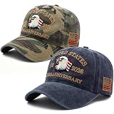 2 Pack USA 250th Anniversary Patriotic Embroidered Baseball Cap 1776-2026, American Eagles Hat-Adjustable Cap...