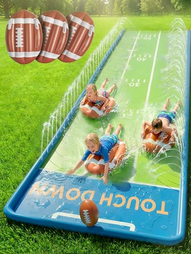 Funscape Triple Water Slides for Kids Backyard, 20FT Water Slide W/ 3 Bodyboards, 1 Inflatable...