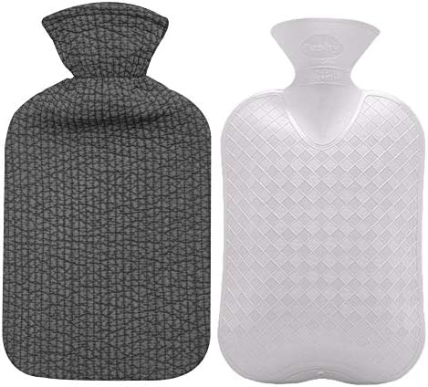 Fashy Hot Water Bottle with Quilted Cotton Cover (Gray, 67oz)