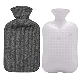 Fashy Hot Water Bottle with Quilted Cotton Cover (Gray, 67oz)
