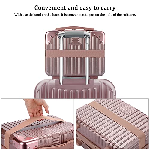 Tolida Trousse de voyage pour maquillage, coque rigide avec bande élastique et poignée souple, rose gold, Mode – vue 3
