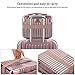 Tolida Makeup Travel Case, Hard Shell Cosmetic Organizer Bag with Elastic Band and Soft Handle, Portable Mini ABS Carrying Suitcase for Skin Care (Vertical Grain with Corner Protector, Gold Rose)